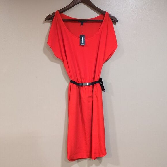 Express Red Mini Dress with belt NWT Size Medium - Picture 3 of 12